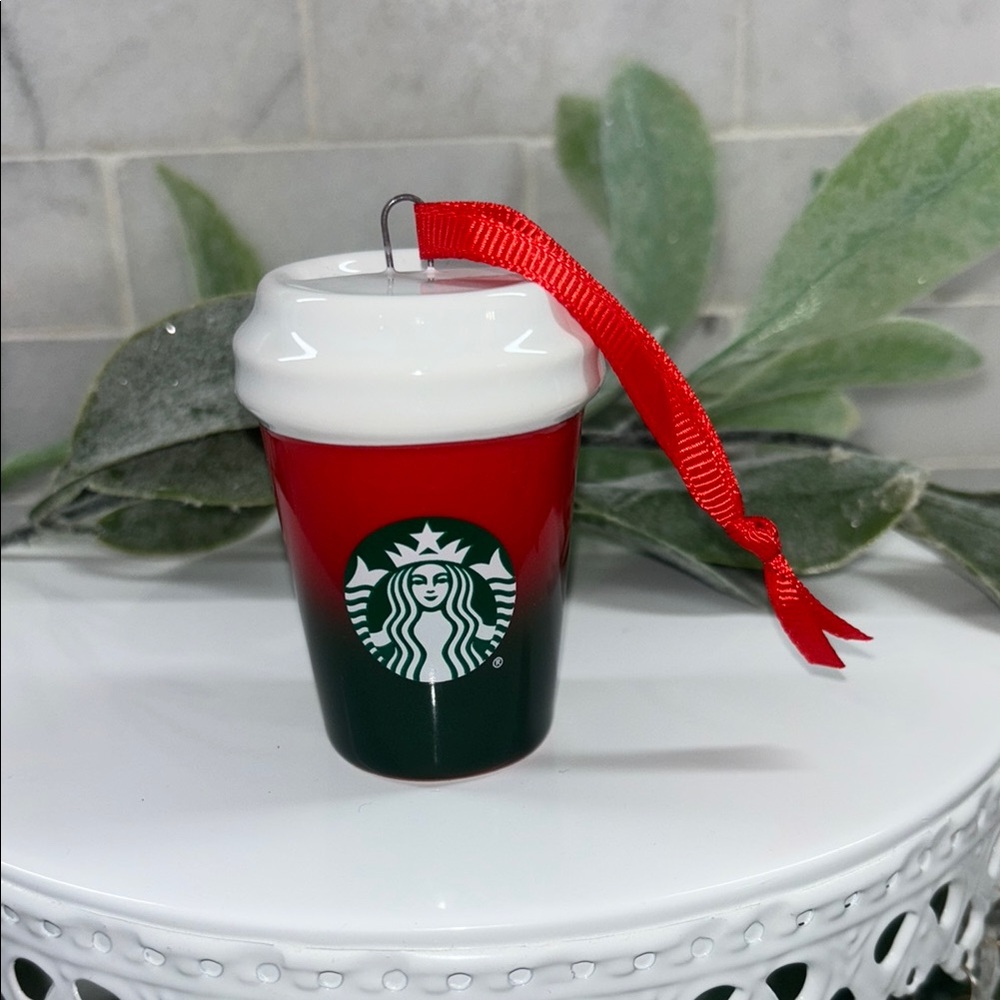 Starbucks Christmas Mini Ceramic Hot Cup Ornament – Red & Green
